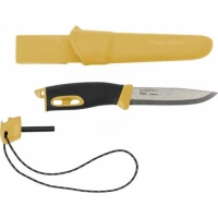 Нож с фиксированным лезвием Morakniv Companion Spark Black Yellow, сталь Sandvik 12C27, рукоять резина/пластик купить в Кургане