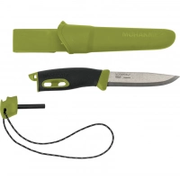 Нож с фиксированным лезвием Morakniv Companion Spark (S) Green, сталь Sandvik 12C27, рукоять резина/пластик купить в Кургане