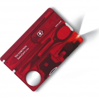 Швейцарская карта Victorinox SwissCard Lite, сталь X50CrMoV15, рукоять ABS-пластик, полупрозрачный красный купить в Кургане