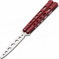 Тренировочный нож-бабочка (балисонг) Balisong Trainer, Boker Plus 01BO712, клинок из нержавеющей стали Zero-ground Plain (без заточки), рукоять стеклотекстолит G10, красный купить в Кургане