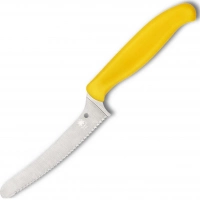 Универсальный кухонный нож Spyderco Z-Cut Serrated Offset Kitchen, сталь CTS™ — BD1 Alloy, рукоять желтый полипропилен купить в Кургане