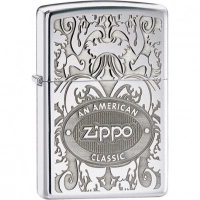 Зажигалка ZIPPO American Classic, латунь с покрытием High Polish Chrome, серебристый, 36х12×56 мм купить в Кургане