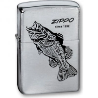 Зажигалка ZIPPO Black Bass Brushed Chrome, латунь с никеле-хром. покрыт., серебр., матов., 36х56х12мм купить в Кургане