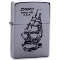 Зажигалка ZIPPO Boat-Zippo Satin Chrome, латунь с ник.-хром. покрыт., сереб., матовая, 36х56х12мм купить в Кургане