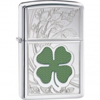 Зажигалка ZIPPO Classic «Клевер» с покрытием High Polish Chrome купить в Кургане