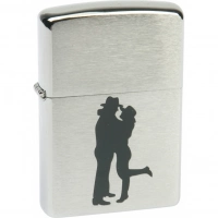 Зажигалка ZIPPO Cowboy Couple Brushed Chrome, латунь, ник.-хром. покр., серебр., матов., 36х56х12 мм купить в Кургане