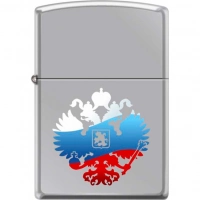 Зажигалка ZIPPO Двуглавый орёл, латунь/сталь с покрытием High Polish Chrome, серебристая, 36x12x56мм купить в Кургане