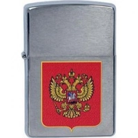 Зажигалка ZIPPO Герб России, латунь с  покрытием Brushed Chrome, серебристый, матовая, 36х12×56 мм купить в Кургане