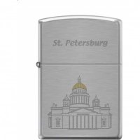 Зажигалка ZIPPO Исакиевский собор, с покрытием Brushed Chrome купить в Кургане