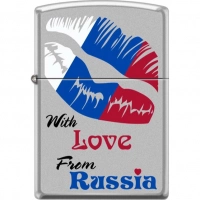 Зажигалка ZIPPO Из России с любовью, латунь/сталь с покрытием Satin Chrome, матовая, 36x12x56 мм купить в Кургане