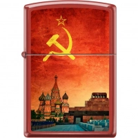 Зажигалка ZIPPO Красная Москва, латунь/сталь с покрытием Red Matte, красная, матовая, 36x12x56 мм купить в Кургане