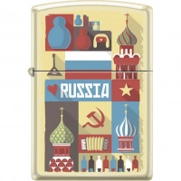 Зажигалка ZIPPO Открытка из России, латунь/сталь с покрытием Cream Matte, кремовая, 36x12x56 мм купить в Кургане