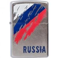 Зажигалка ZIPPO Russia Flag Satin Chrome, латунь с ник.-хром. покрыт., серебр., матовая, 36х56х12 мм купить в Кургане