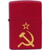 Зажигалка ZIPPO Серп и Молот Red Matte, латунь с порошковым покрытием, красная, матовая, 36х56х12 мм купить в Кургане