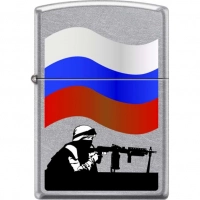 Зажигалка ZIPPO Защитник Отечества, латунь/сталь с покрытием Street Chrome™, серебристая, 36x12x56мм купить в Кургане